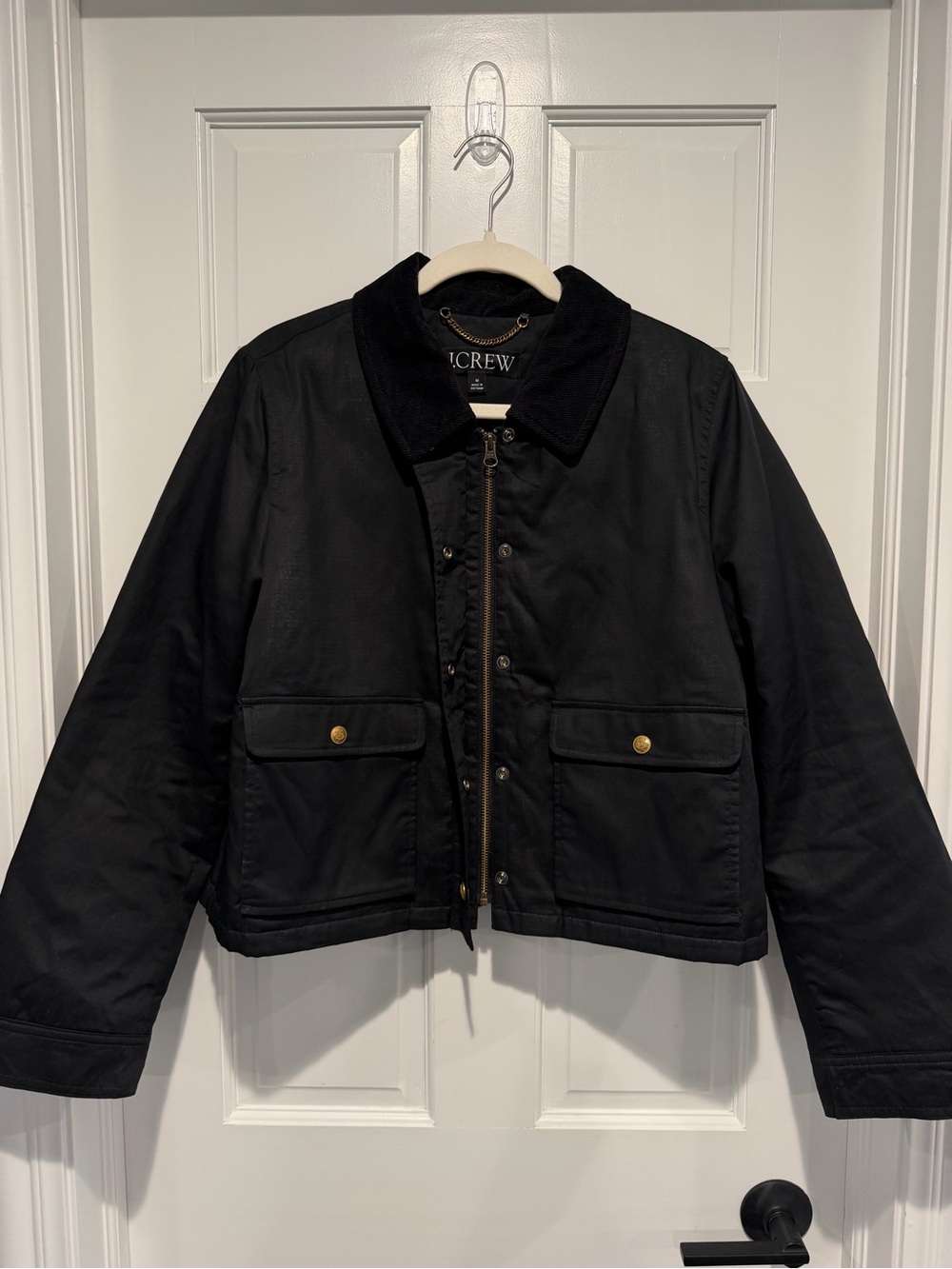 J.Crew Cropped Barn Jacket Black Ripstop Cotton Medium - Picture 5 of 10